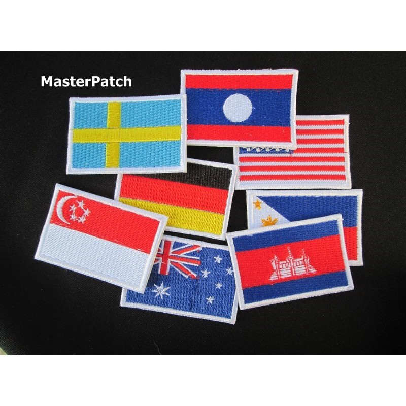 ธงชาติ flag - อาร์มธงชาติต่างๆ ติดเสื้อ กระเป๋า หมวก Size 3*4.5 cm(แบบเย็บ รีด ตีนตุ๊กแก)
