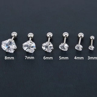 จิวก้านเพชรกลม​ สามเหลี่ยม สี่เหลี่ย ดาว ก้า0.8ยาว 6 mm.ไม่ลอก​ไม่แพ้​ (ราคา 1 คู่ )