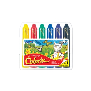 AMOS Colorix สีเทียนไร้สารพิษ 3in1 สีสันสดใส เช็ดออกได้ด้วยน้ำเปล่าบริหารกล้ามเนื้อมัดเล็ก No.1 จากเกาหลี