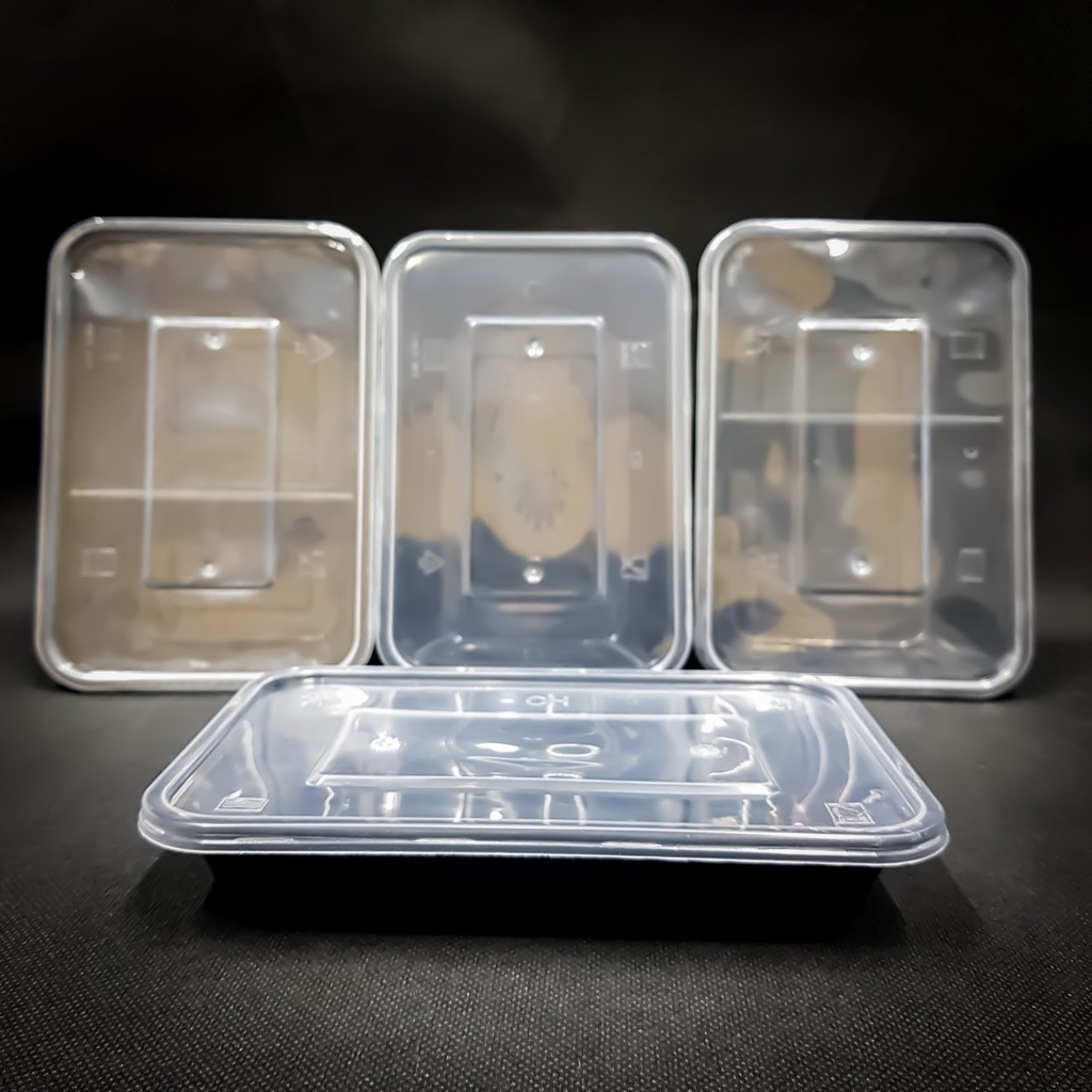 (  25 ใบ ) กล่องเหลี่ยม 1 ช่อง 2 ช่อง  สีใส/สีดำ  กล่องข้าวพลาสติก - รูปที่ 2