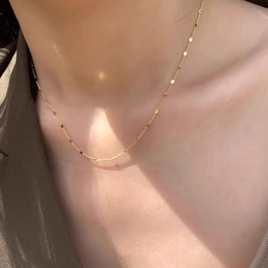 SALE สร้อยคอเกาหลี มินิมอล สร้อยคอโซ่ 14k disc link element Minimal necklace