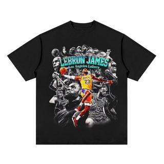 คอลูกเรือSPORTS STARเสื้อยืดแขนสั้น พิมพ์ลาย LeBron James สีขาว แฟชั่นสตรีทall size