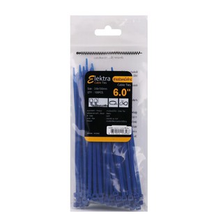 เคเบิ้ลไทร์ สายรัด หนวดกุ้ง  ELEKTRA 6 นิ้ว 150 มม. สีน้ำเงิน CABLE TIES ELEKTRA 6 INCHES (150MM) BLUE