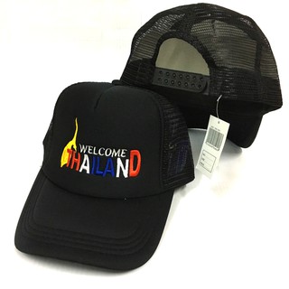 หมวกแก๊ปลาย welcome to thailand (thailand cap) หมวกแก๊ปฟองน้ำตาข่ายปัก Welcome Thailand #สีดำ F5Ah15-0495