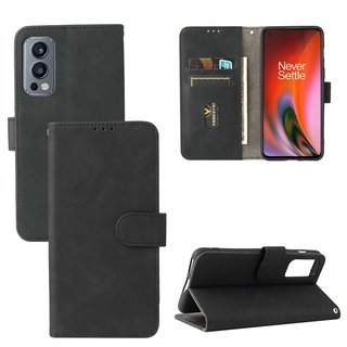 Luxury Skin Feel PU Learther Casing OnePlus Nord 2 5G Magnetic Buckle Flip Cover Wallet Case Soft TPU