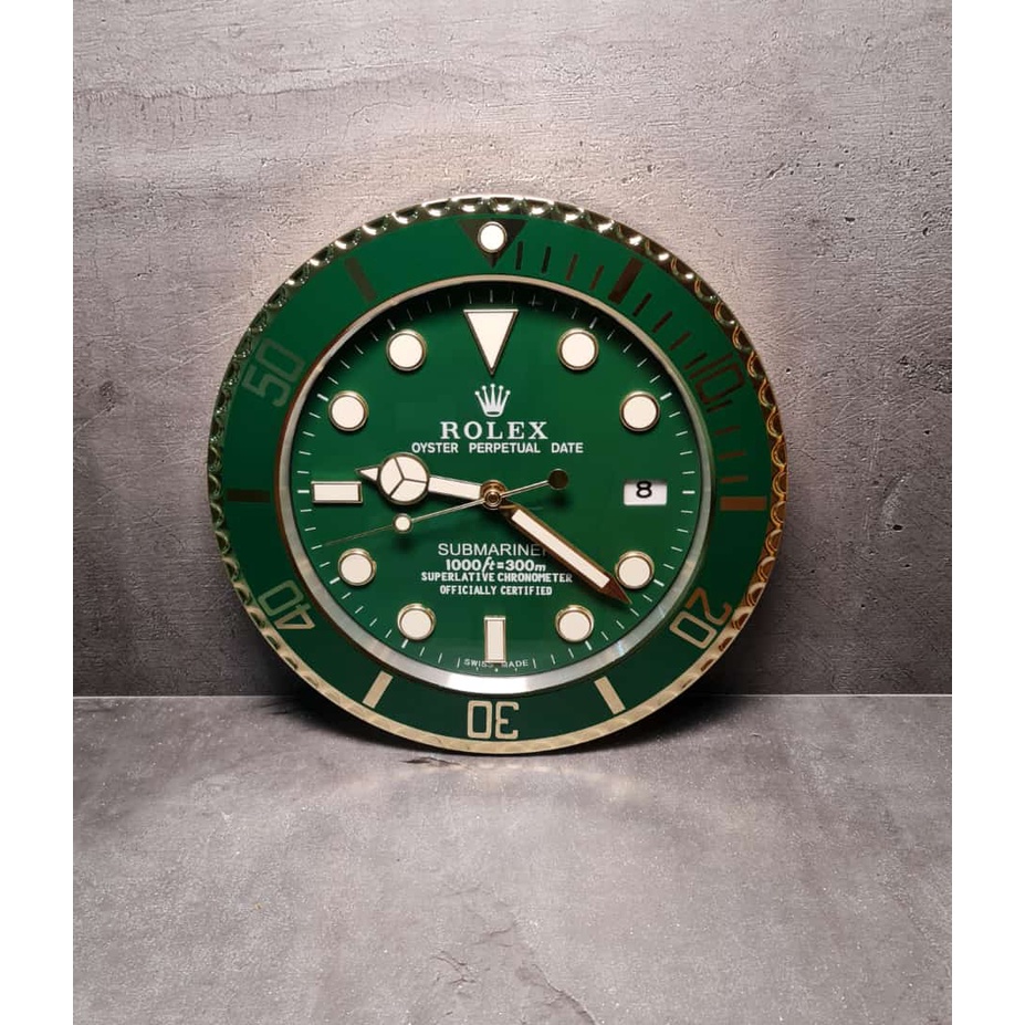 Rolex SULTAN นาฬิกาแขวนผนัง SUBMARINER GOLD DIAL GREEN DIAMETER 34 ซม.