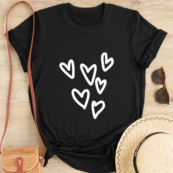 เสื้อยืดรูปหัวใจ - W2T715- HoCha89 4C ผ้าคอตตอนมีสายคล้องคอ สินค้าคุณภาพสูง (ภาพจริง)