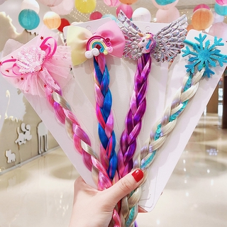 Children cartoon Unicorn color wig rope Baby braided head rope Princess hair circle