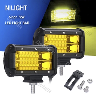 Off Road Light 72 W ไฟ Led สีเหลืองอําพันสําหรับติดรถมอเตอร์ไซค์รถบรรทุก