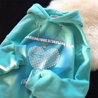 2021 Autumn New Korean style loose long sleeve top female student design love chain hoodie coat