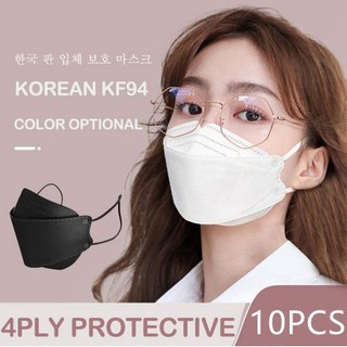 mask [แพ็ค10 ชิ้น] หน้ากากอนามัยเกาหลี KF94 🖤พร้อมส่งจากไทย กันฝุ่น กันไวรัส ทรงเกาหลี 3D คุณภาพเยี่ยม