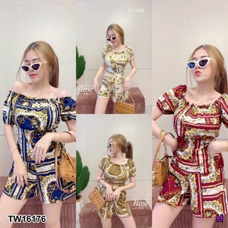 TT16176 Set 2 ชิ้น เสื้อจั๊มแขน + กางเกงขาสั้น Set of 2 pieces: romper + shorts