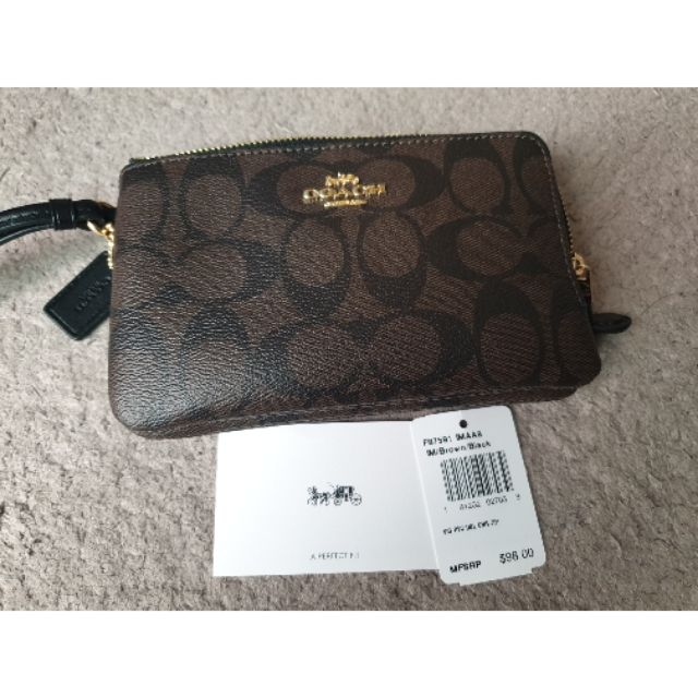 Coach 2 ซิป size s ของใหม่ ลายซีดำ