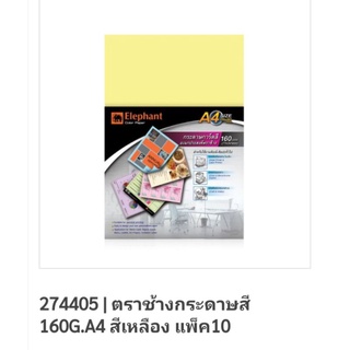 กระดาษการ์ดสี 160 แกรม 10 แผ่น ตราช้าง