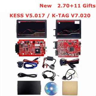 Kess V2.53 V5.017 ชุดจูนเนอร์โปรแกรมเมอร์ LED 4 ดวง OBD2 ECU KESSV2 KTAG V7.020 สีแดง