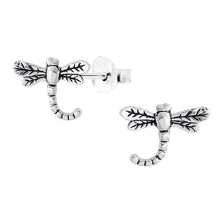 SILVER THAI Dragonfly stud earrings silver big ต่างหูเงินแท้925รูปแมลงปอ