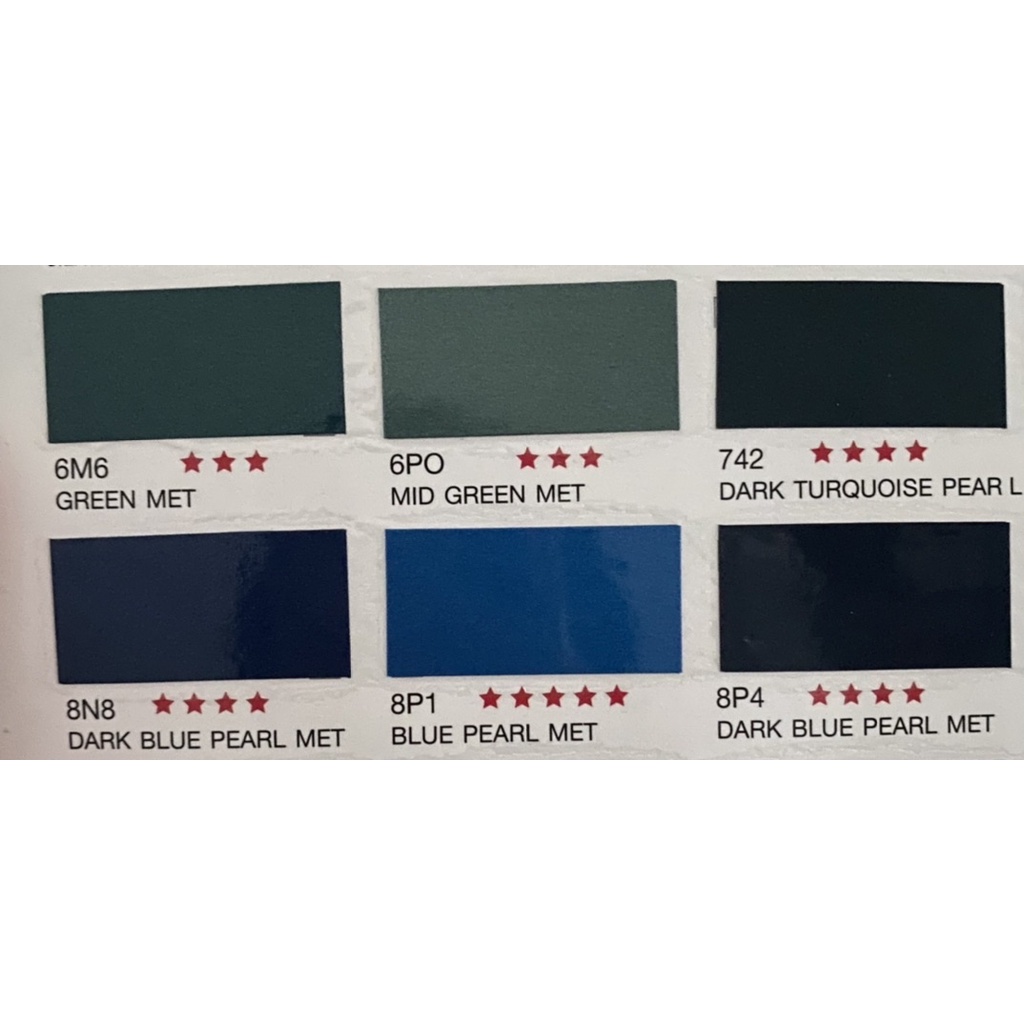 สีเบอร์พ่นรถยนต์อย่างดี เป็นสี 2K MEIJI TOYOTA เบอร์ 6M6***, 6PO***,742****, 8N8****, 8P1*****, 8P4*