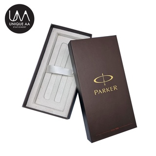 Parker กล่องเปล่าใส่ปากกา กล่องเก็บปากกา (ของแท้) กระดาษอัดแข็งสีน้ำตาลเข้ม สกรีนโลโก้สีทอง