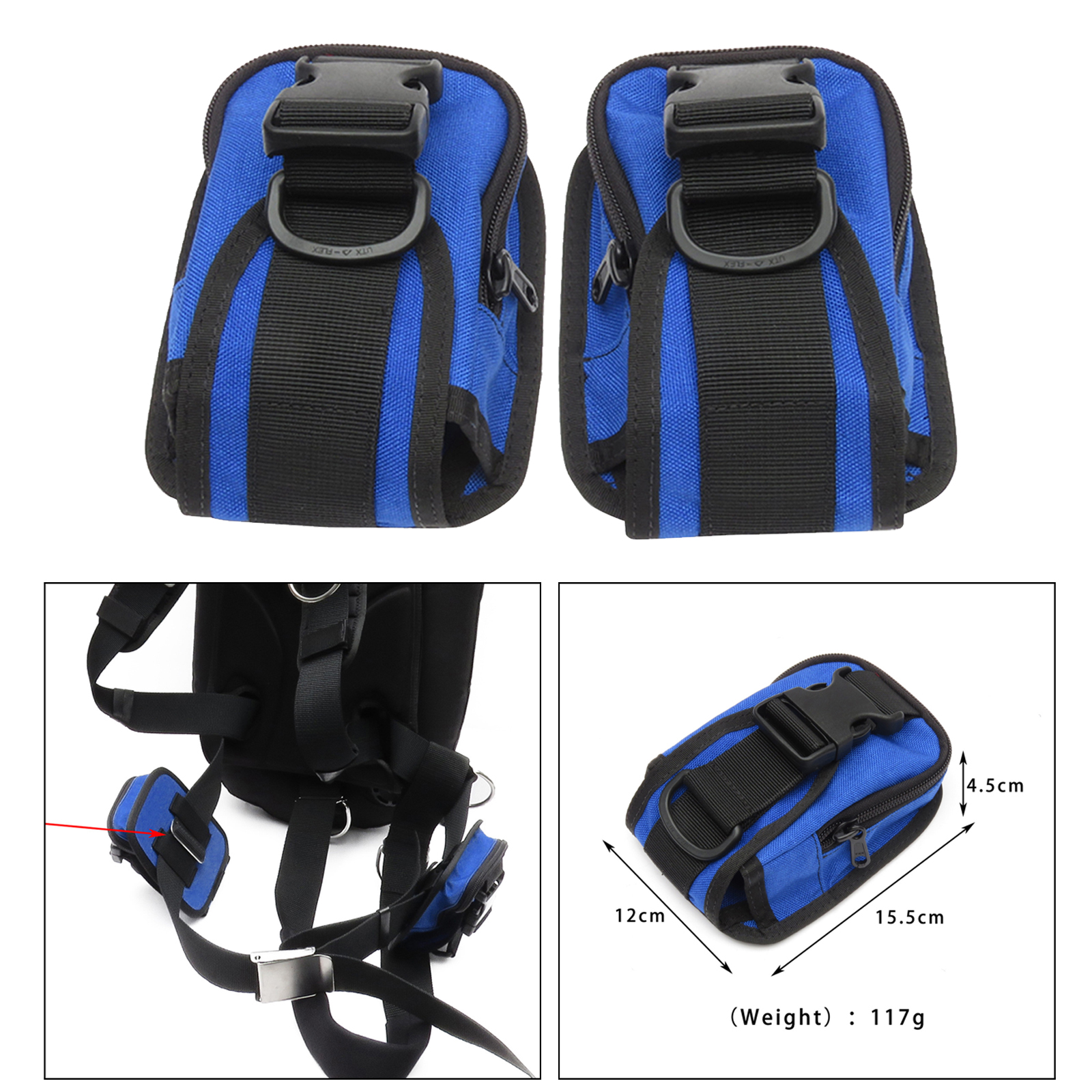 [ALMENCLA1] 1 Pair Scuba Diving Trim Counter 2kg 5lbs Weight Pocket Pouch with Quick Release