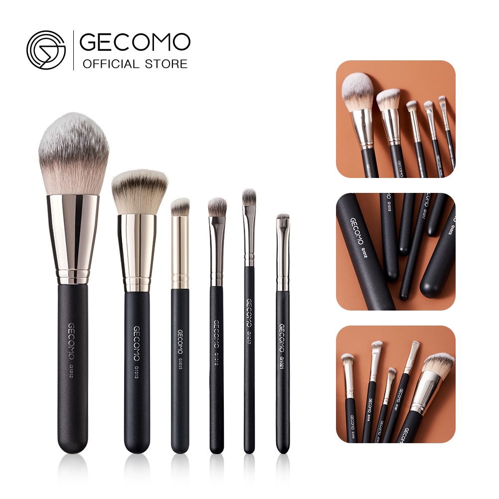 Gecomo ชุดแปรงแต่งหน้า พื้นฐาน เปลือกตา คอนซีลเลอร์ 6pcs