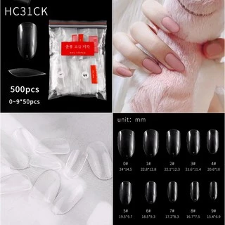 เล็บปลอม PVC ทรงสั้น ต่อเต็มเล็บ 500ชิ้น สำหรับต่อเล็บแบบเต็มเล็บ HC31(ซอง12)