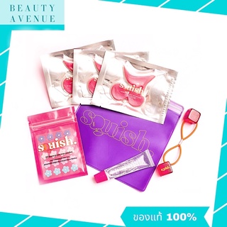 Squish Beauty cheeky cherry eye &amp; cheek mask,flower power acne patches มาร์กใต้ตา แผ่นแปะสิว