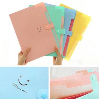 Student multilayer folder wwith smiling face cover design A4 size documents organizer