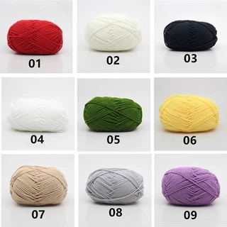 DUWEN ไหมพรมคอตตอนนม 4plyน้ำหนัก50กรัม ไหมพรม Cotton