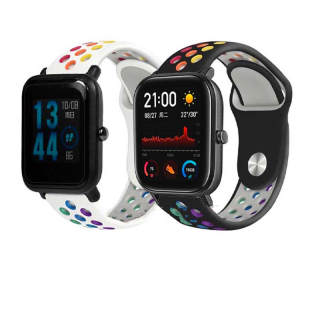 สายนาฬิกาข้อมือ ชนิดซิลิโคน สีรุ้ง สำหรับ Amazfit Bip BIP U Pro