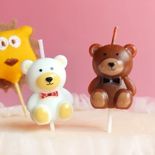 เทียนวันเกิดหมีน่ารัก🐻(พร้อมกล่อง) เทียนวันเกิดน้องหมี(ถุง1ชิ้น(ชมพู))