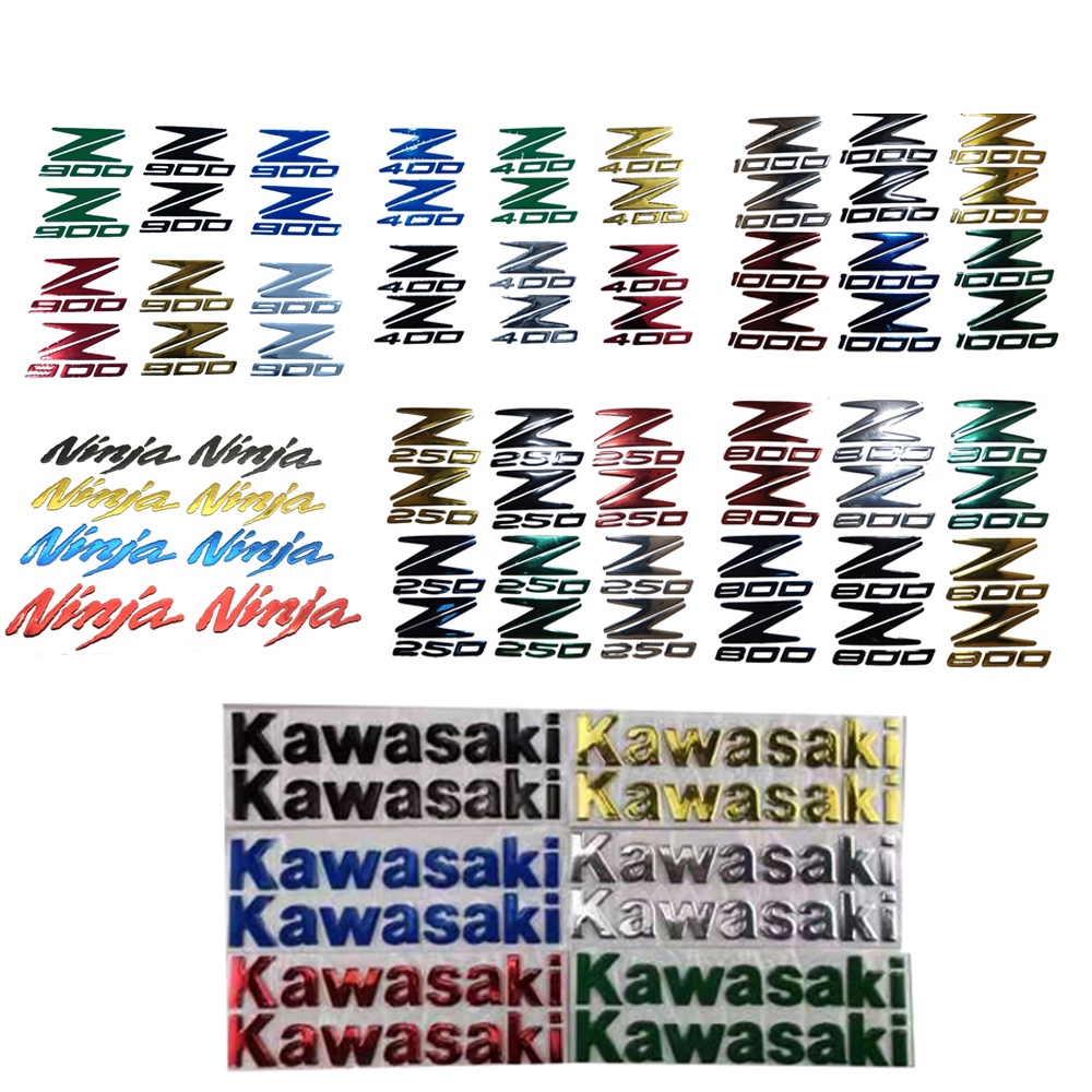 KAWASAKI รถจักรยานยนต์ 3D ตราสัญลักษณ์รูปลอกถังล้อสติกเกอร์นุ่มสะท้อนแสงรูปลอกสําหรับคาวาซากินินจา Z400 Z250 Z800 Z1000 Z900