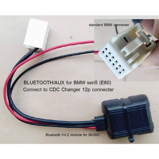 สายต่อ input AUX- BLUETOOTH  สำหรับ BMW seri5 (E60) seri3(E46)(E90)(E91)(E92)(93)และรุ่นอื่นๆที่มี ช่องเลือกAUX