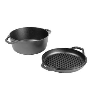 Lodge Chef Collection Double Dutch Oven หม้อและกระทะย่างสองหู 6 ควอร์ต (5.6ลิตร) LC6DDINT