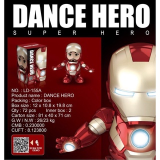 หุ่นยนต์เต้นรํา Super Hero Avenger Music Iron man มีไฟ LED และของเล่น ของขวัญสําหรับเด็ก