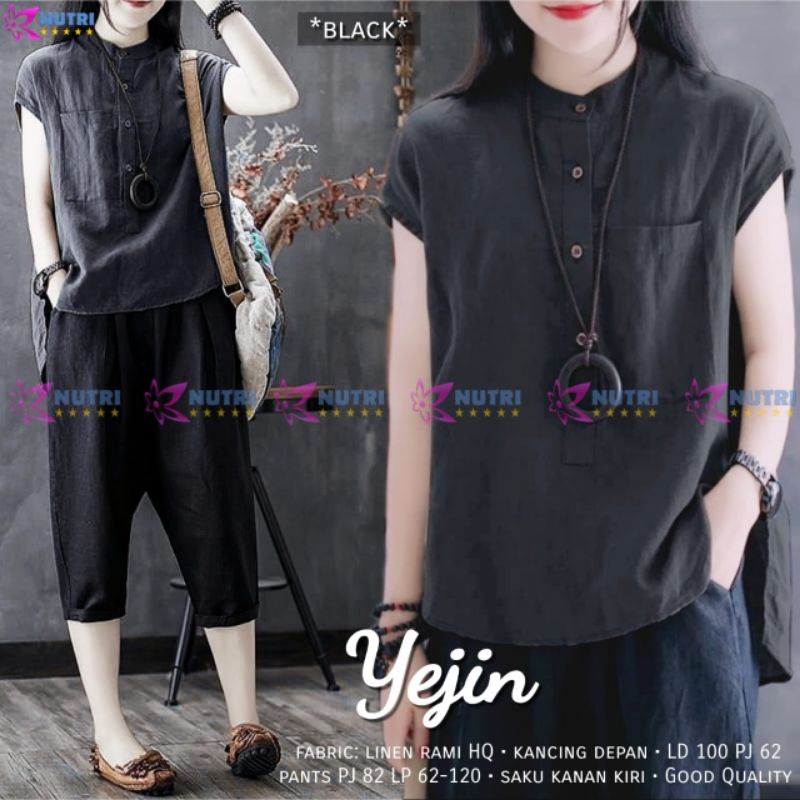 Yejin ชุดผ้าฝ้าย ลายตัวอักษร hq