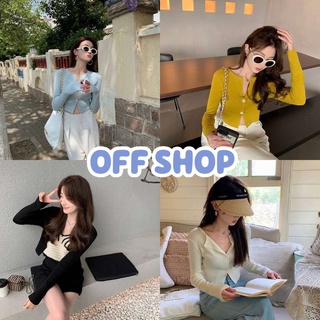 OFF SHOP พร้อมส่ง (OFF-5912)  เสื้อไหมพรมแขนยาว กระดุม2เม็กรัดรูปดูดีมาก -C