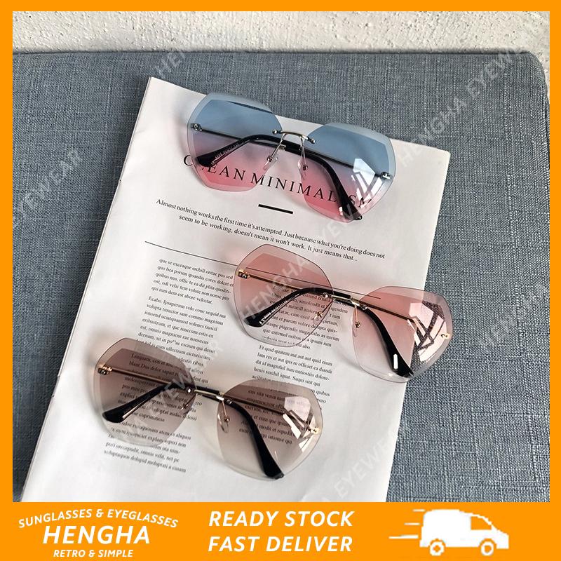 【HENGHA】INS แว่นตากันแดด ไร้กรอบ ขนาดใหญ่ แฟชั่นสําหรับผู้หญิง