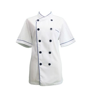 ถูกที่สุด✅  เอโร่ เสื้อกุ๊กแขนสั้น กระเป๋าเจาะ สีขาว Size L aro Chef Uniform M-Cjhwd4-1 Size L