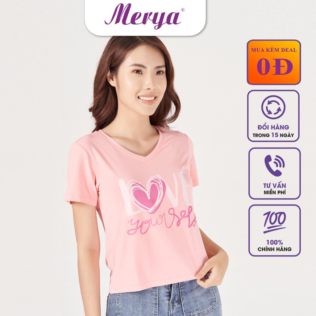 Merya TSB0521 เสื้อครอปใยไผ่ เสื้อยืดผู้หญิง ผ้าคอตตอนเนื้อนุ่ม