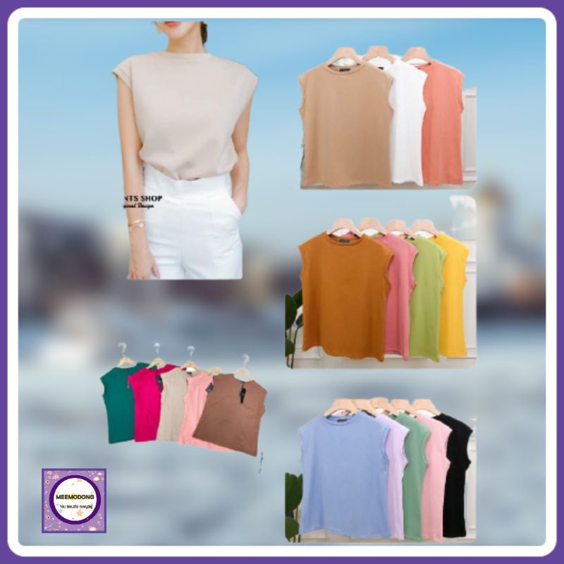 🧥กลับมาอีกครั้ง📣สต๊อกแน่นสุดๆ Gi-Ants​ มินิมอลฝุดๆ ละมุนสไตล์สาวเกาหลี🧥คอกลมแขนล้ำ เสื้อแขนเต่อ ผ้าคอตตอนพรีเมี่ยม