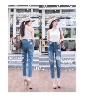 ยีนส์แต่งขาด ทรงบอย งานสวยปังมากพร้อมส่งจ้า
