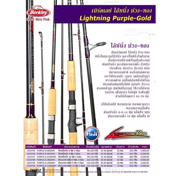 คันเบทคาสติ้ง และคันสปินนิ่ง Berkley Lightning Purple-Gold