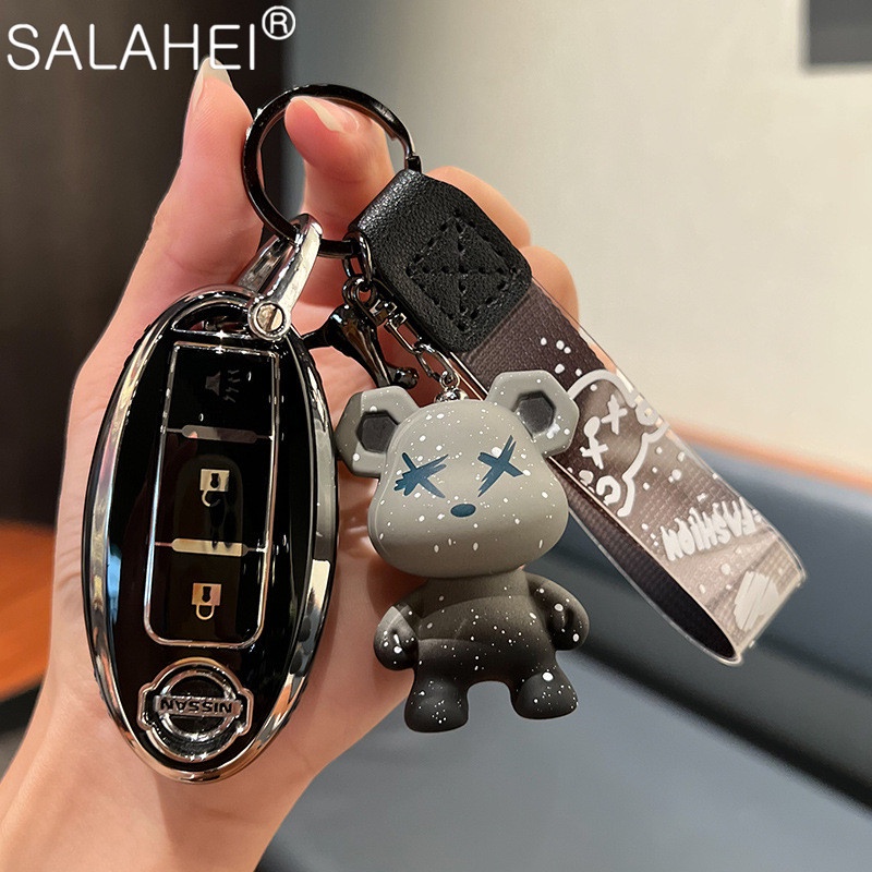Auto Remote Key กระเป๋าพวงกุญแจสําหรับ Nissan Qashqai Juke J10 J11 X-Trail T32 T31 Kicks Tiida Pathfinder หมายเหตุสําหรับ Infiniti รถสมาร์ท Key Case ป้องกันอุปกรณ์ตกแต่งภายใน