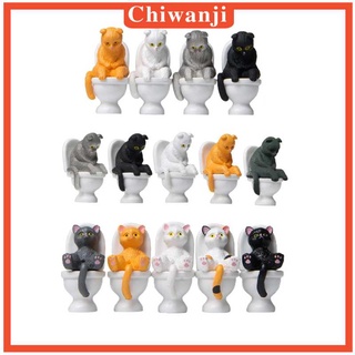 [Chiwanji] ฟิกเกอร์ลายการ์ตูนแมวน่ารัก 4 ชิ้นสําหรับตกแต่งบ้าน