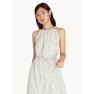 Pomelo - Halter Cinched Polka Dot Dress - White - Size XS