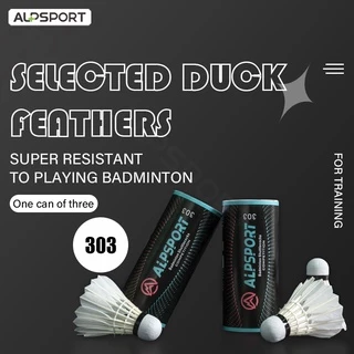 ALPSPORT 303 3/6/9 ชิ้นหลอดขนห่านสีขาวแบดมินตันสําหรับการฝึกอบรมความเร็วเรียบอุปกรณ์กีฬากลางแจ้งแบดมินตันลูกขนไก่คุณภาพสูง ALP