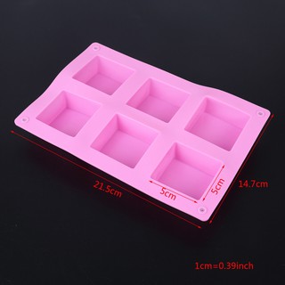 silicone mold square cake 6 cavities แม่พิมพ์ซิลิโคน เค้ก ขนม ช๊อคโกแลต เยลลี่ แม่พิมพ์น้ำแข็งแท่ง สบู่ DIY