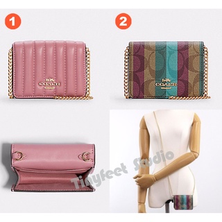 Coach C6091 C6127 C8091 กระเป๋าสตางค์มินิผู้หญิง Crossbody Sling Chain Purse Short Bag 6091 6127 8091