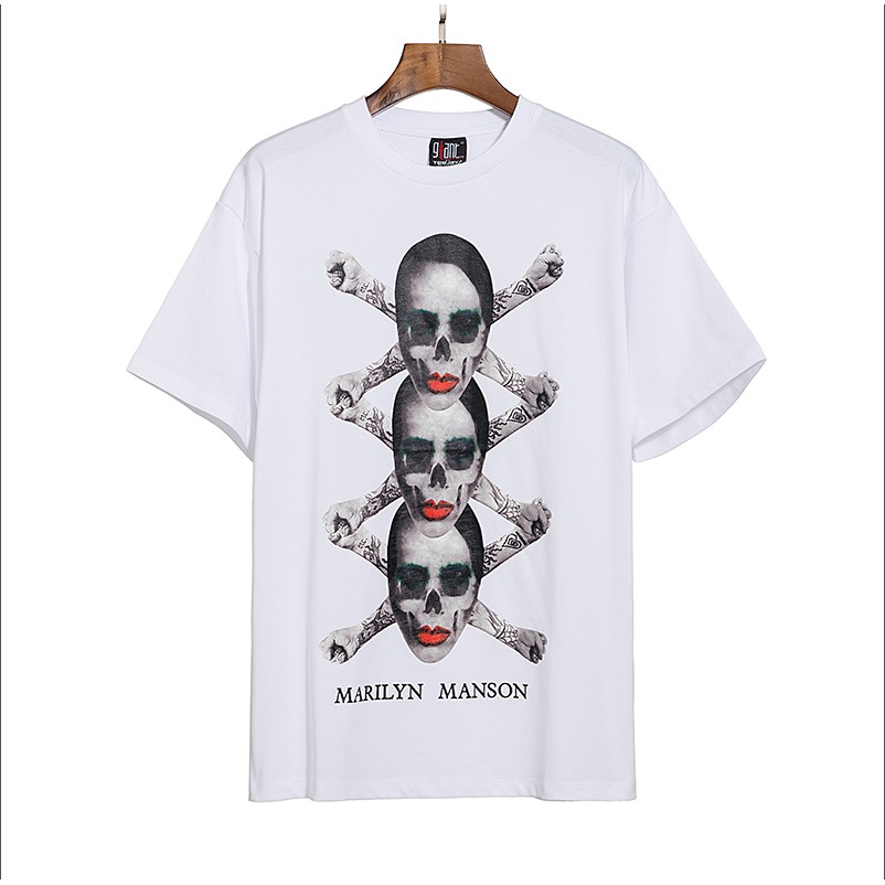 เสื้อยืดแขนสั้นพิมพ์ลายดิจิตอล Marilyn Manson