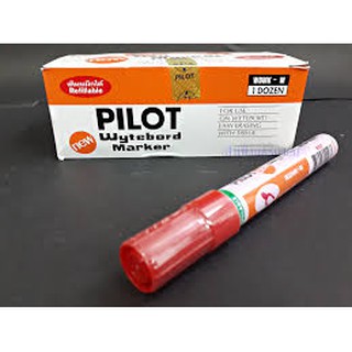 ปากกาไวท์บอร์ดหมึกสีแดง หัวกลม Pilot (ไพลอท) 1 กล่อง/12ด้าม ของแท้ 100% ราคาส่ง